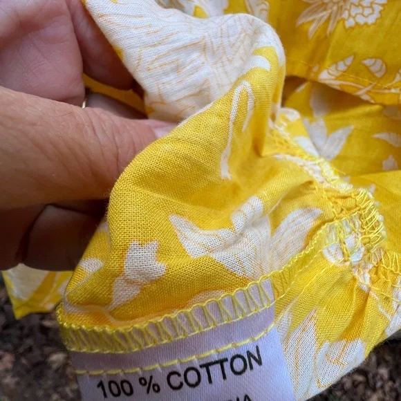 MILLE Bea Yellow and white Ruffle Sleeve Smocked Bodice Mini Dress Women’s Small - Picture 8 of 11